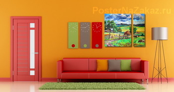 Модульная картина Деревенские будни