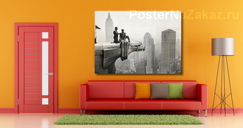 Модульная картина Перекур сверху горгульи, Крайслер Билдинг, 1940