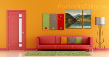 Модульная картина Горный пейзаж в осенних красках