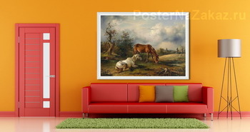 Модульная картина Кони на пастбище