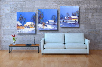 Модульная картина Поездка на санях