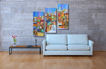 Модульная картина Городок. Золотые купола.