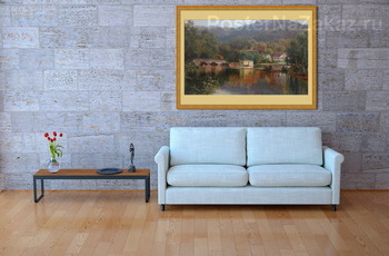 Модульная картина Озеро.Пейзаж с мостом