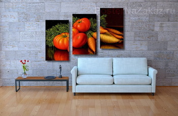 Модульная картина Натюрморт с помидорами и морковью