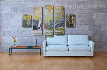 Модульная картина Где то в Алтуфьево акварель