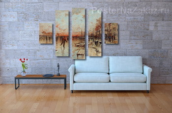 Модульная картина На коньках на замерзшем канале