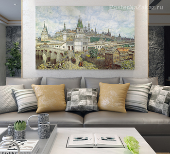 Модульная картина Расцвет Кремля. Всехсвятский мост и Кремль в конце XVII века. 1922