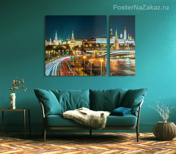 Модульная картина Москва вечерняя.
