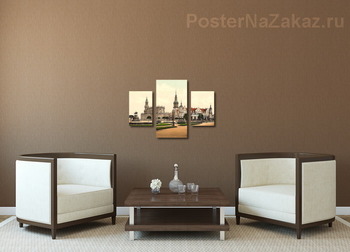 Модульная картина Церковь и Королевский замок, Старый город, Дрезден, Саксония, Германия.1890-1900 гг