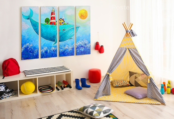 Модульная картина Кит и маяк