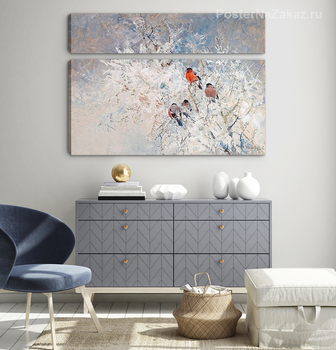 Модульная картина Снегири