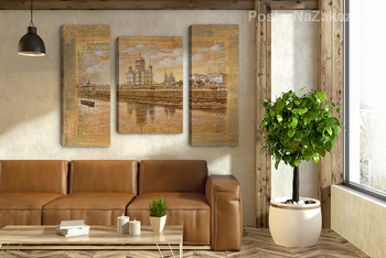 Модульная картина Старая Москва, Храм Христа Спасителя