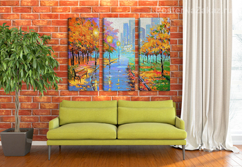 Модульная картина Осень в большом городе