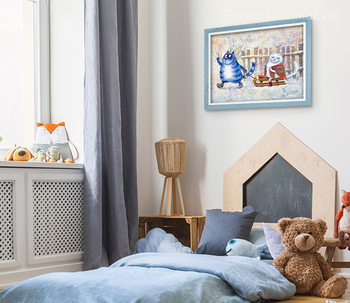 Модульная картина На саночках