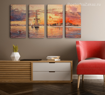 Модульная картина Закат над морем у Стокгольма