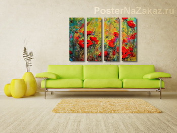Модульная картина Маковое поле