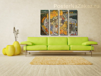 Модульная картина Дома полумесяцем(островной город