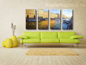 Модульная картина Закат на Мойке