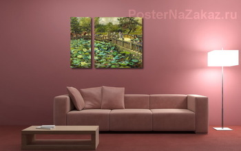 Модульная картина Пруд с лотосами, Сиба, Токио