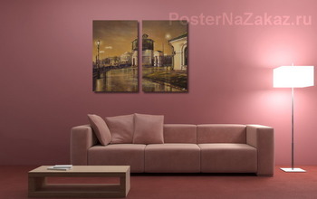 Модульная картина Вечерний Екатеринбург, вид на Водонапорную башню