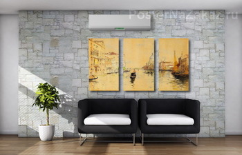 Модульная картина Парусники и гондольеры вдоль Большого канала
