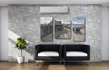 Модульная картина Деревня на берегу