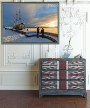 Модульная картина Зимний рассвет на Петровской набережной.