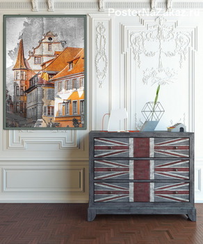 Модульная картина Вид на улицу. Франция