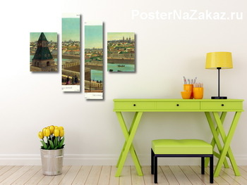 Модульная картина Вид части города, снятый с Кремлевской стены. Видна Тайницкая башня 1845  –  1850