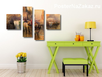 Модульная картина Перевозка льда в Москве