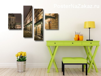 Модульная картина Ночные улочки Москвы