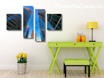 Модульная картина небо и небоскребы-8