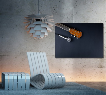 Модульная картина микрофон и гитара