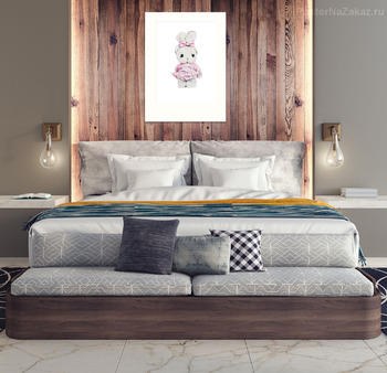 Модульная картина Зайка Тедди акварелью