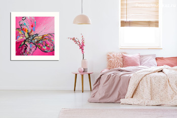 Модульная картина Бабочка на розовом