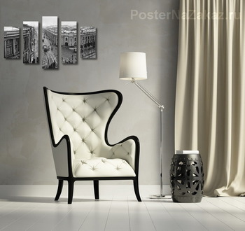 Модульная картина Угол Невского и Садовой во время снега 24 мая 1908 года