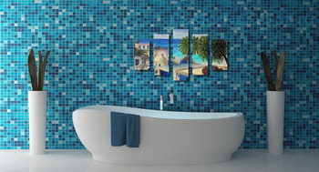 Модульная картина Картина маслом. Белый город. Холст 