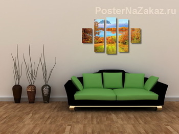 Модульная картина осеннее озеро