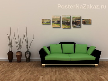 Модульная картина Баржи на причале