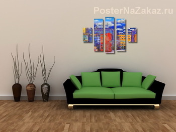 Модульная картина Цветные дома Санкт-Петербурга