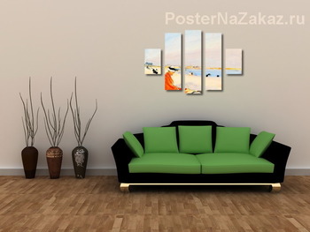 Модульная картина Женщина на пляже