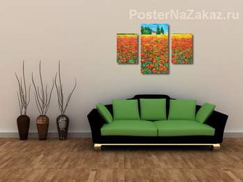 Модульная картина Поле и маки
