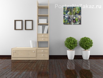 Модульная картина пейзаж с антеннами и голубями