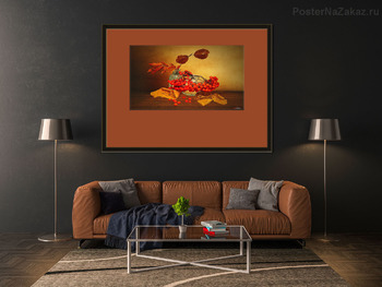 Модульная картина Натюрморт с гроздьями рябины
