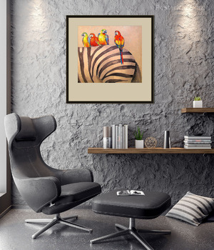 Модульная картина Попугаи на зебре