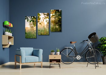 Модульная картина "Рассвет в диком саду".