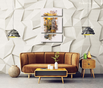 Модульная картина Венеция, акварельный скетч