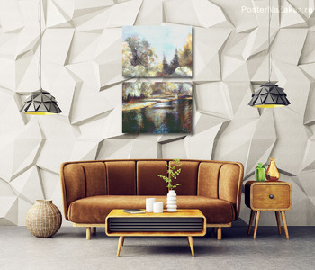 Модульная картина Лесное озеро