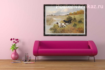 Модульная картина Легавые собаки в далеком ландшафте