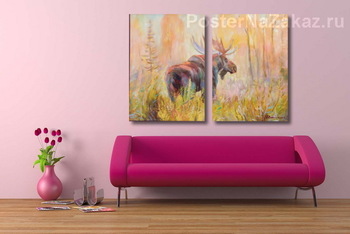 Модульная картина Лось и золотая осень.